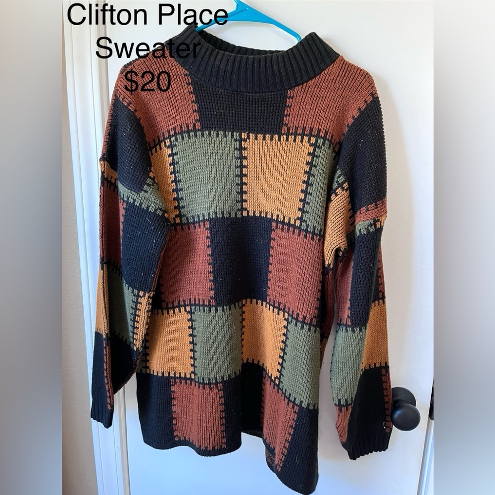 Colorful Checkered Women's Sweater